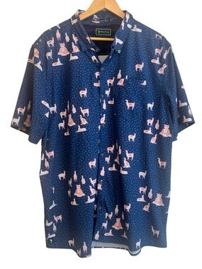 William Murray Golf The Llama Button Down Shirt Navy Blue Size XL - Caddyshack